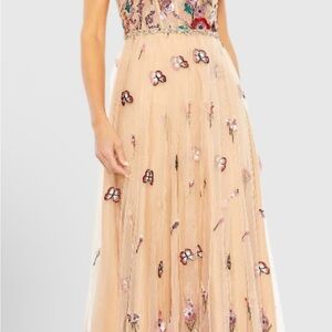 Elegant Embroidered Beige Dress